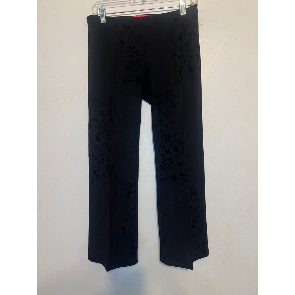 Vilagallo Womens Limited Edition Black Trouser Crop Pant Velvet Grafitti 40 US 8